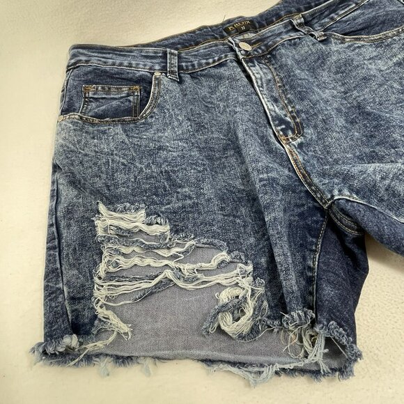 Kroix Jean Shorts Women Plus Size 22 Distressed Torn Ripped Holes Raw Rag Cutoff - Picture 10 of 10